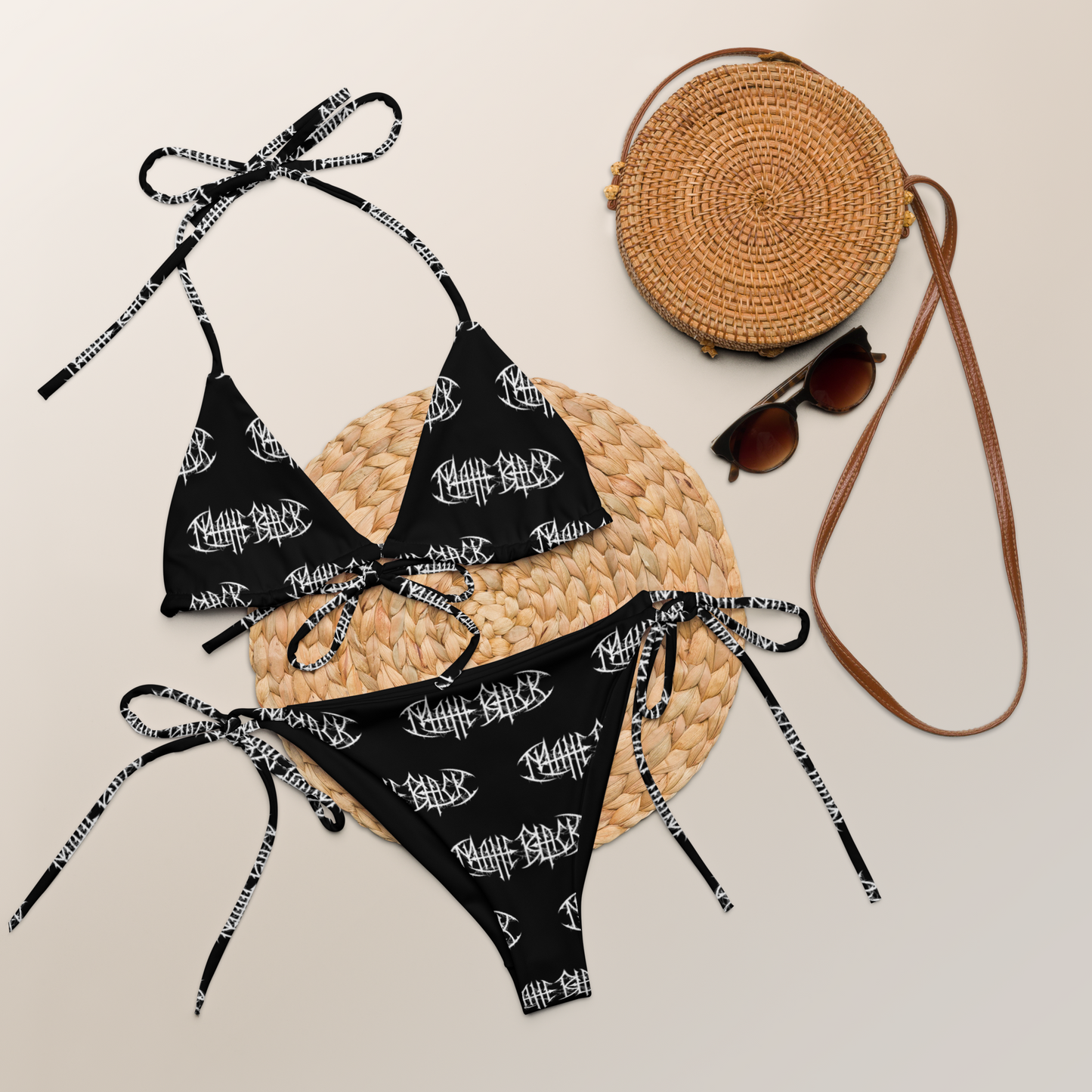 Matte Black String Bikini